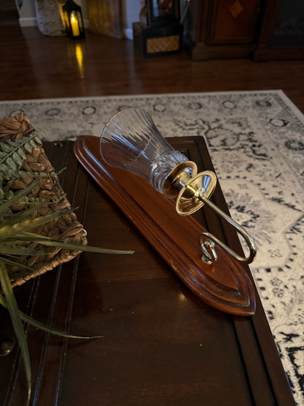 Vtg MCM Home Interior Solid Wood  Brass Tapered Candle Wall Sconce 18" Tall